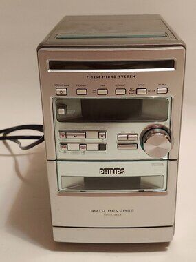 Philips MC260 Micro Hi-Fi system CD Player Cassette Tape Player Radio SILVER Y2K